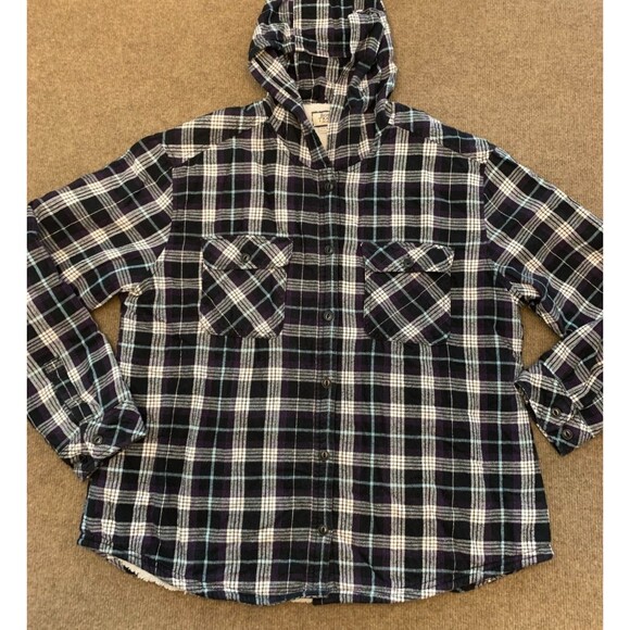 Boston Traders Flannel Shirt Mens 2XL Hooded Plaid Sherpa Lined Outdoor Shacket - Picture 1 of 10